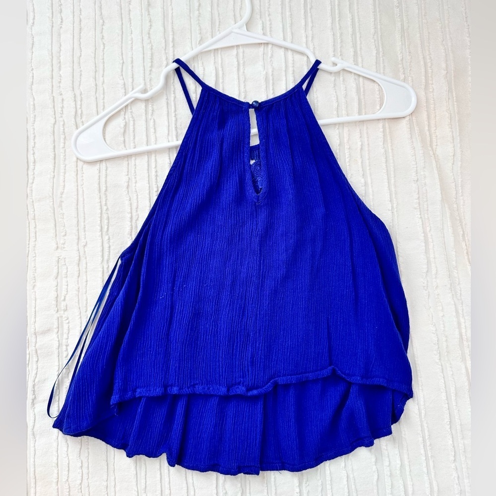 LA Hearts Blue Halter Crop Top Sz. S - Picture 2 of 3